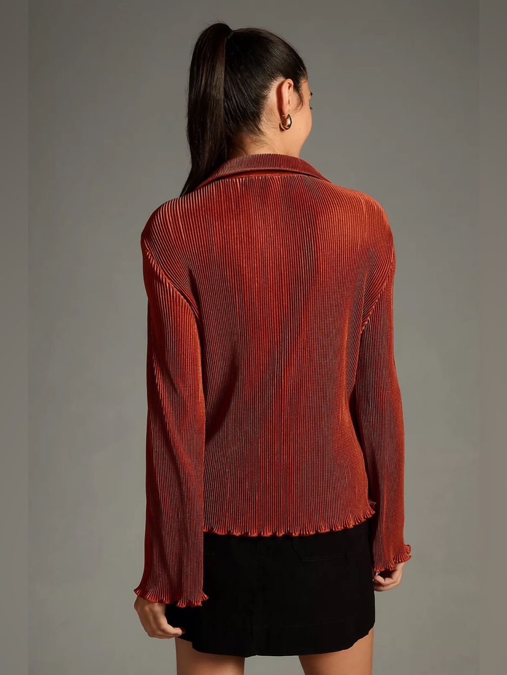 Anthropologie DOLAN Lettuce-Hem Buttondown Top - Picture 2 of 4